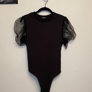Black puff sleeve bodysuit